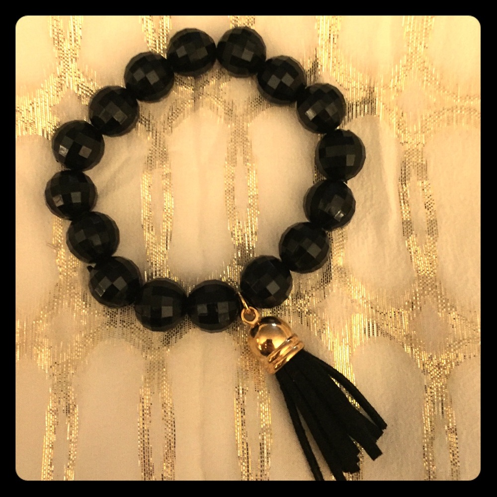 🖤Shiny Beaded stackable Bracelet with Tassel
